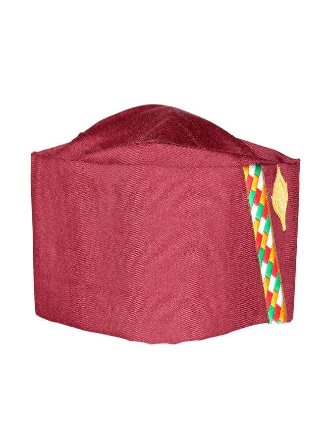 Yanwenx Uttarakhand Pahadi Topi/Cap,Brahmakamal Uttarakhand Topi, Himachali Cap (Maroon Cotton) - Image 1